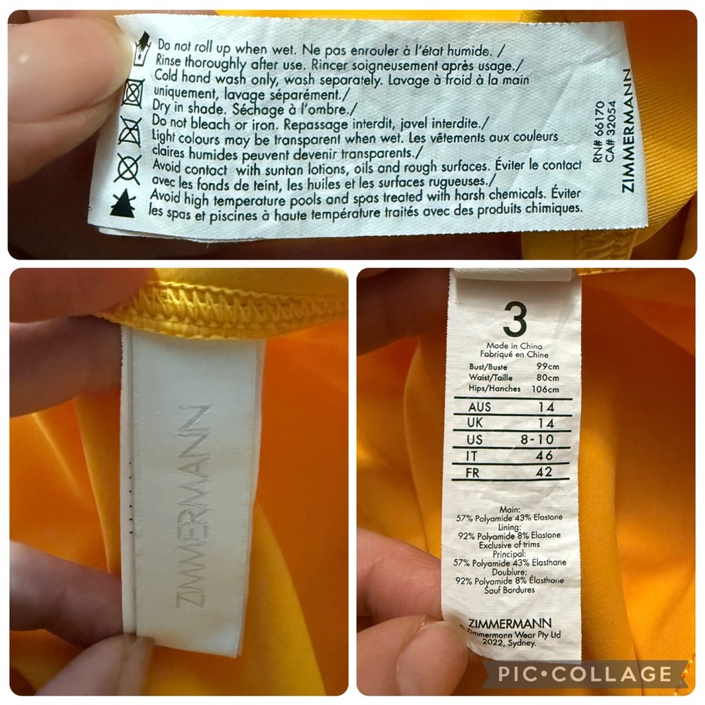 Zimmerman Knotted cutout bandeau swimsuit in saffron size 8 - Picture 14 of 16